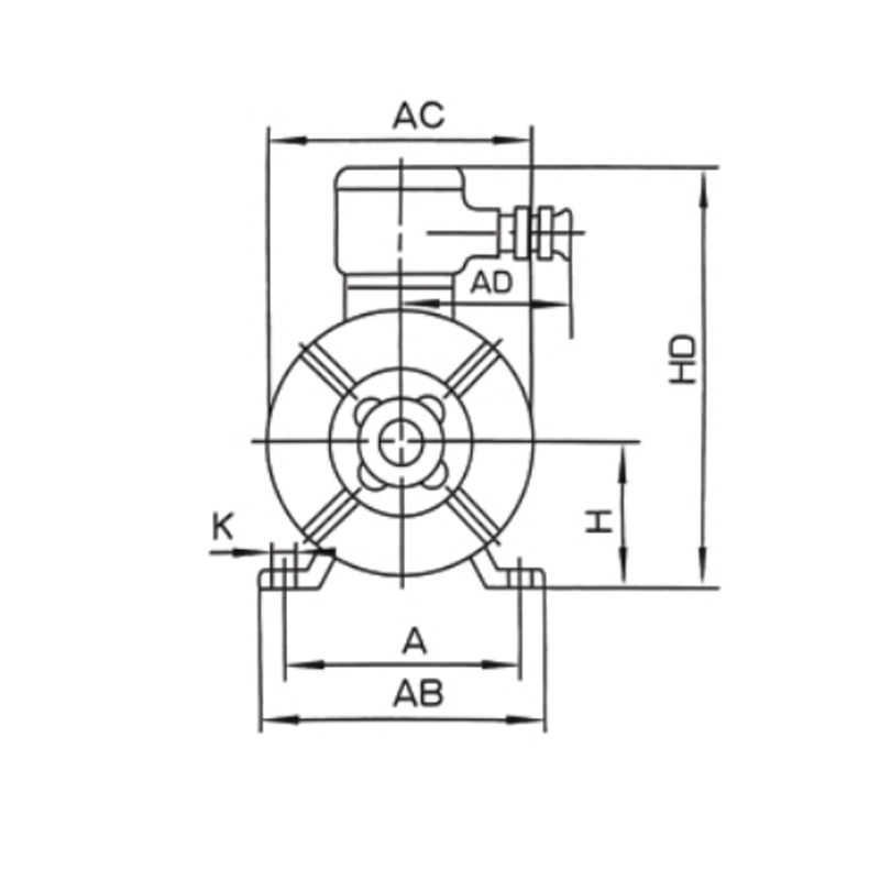機(jī)座帶底腳、端蓋上無凸緣的電動機(jī)(B3)