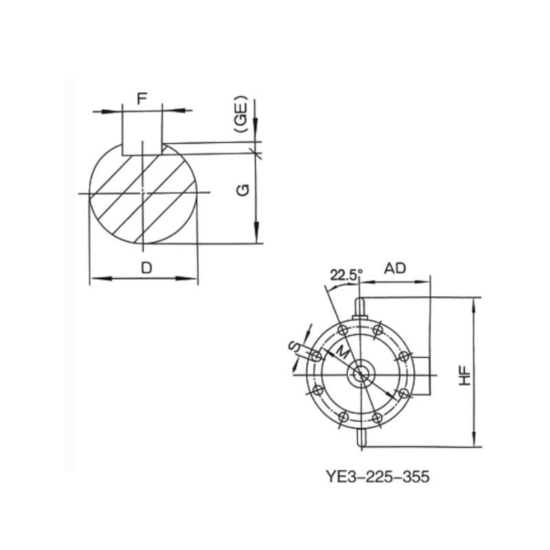 立式安裝、機(jī)座不帶底腳、端蓋上有凸緣的電動(dòng)機(jī)